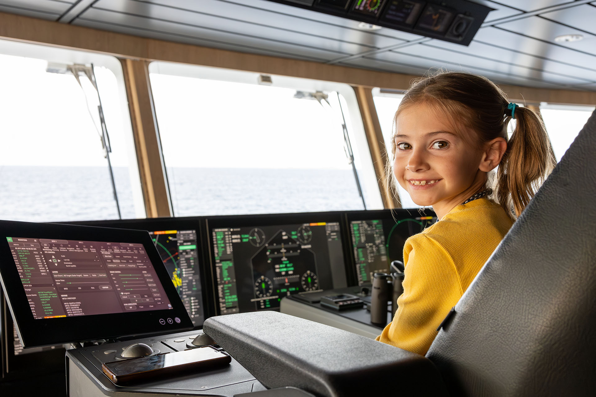 Sophia in the captains chair