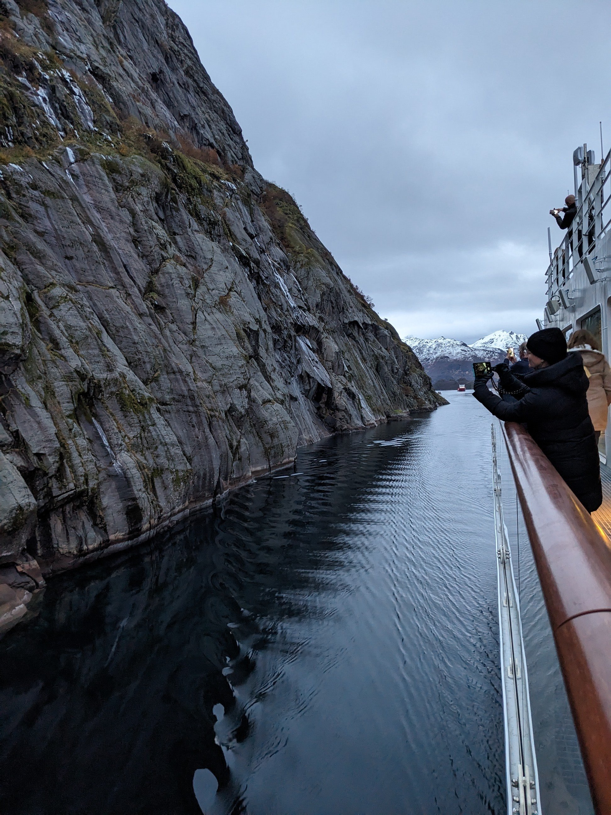 Photographing mountain wall