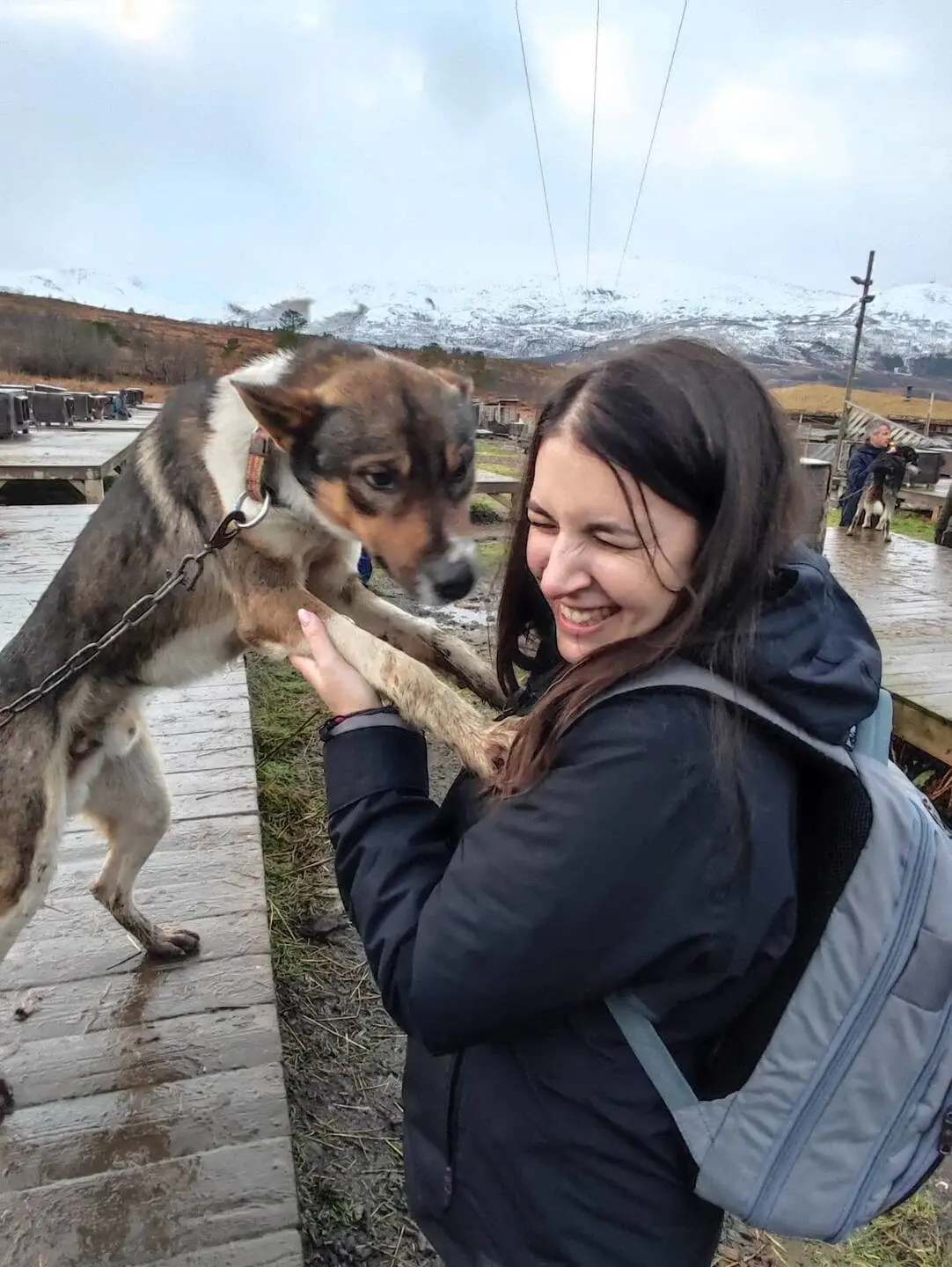 Sabrina with a husky in Tromsø