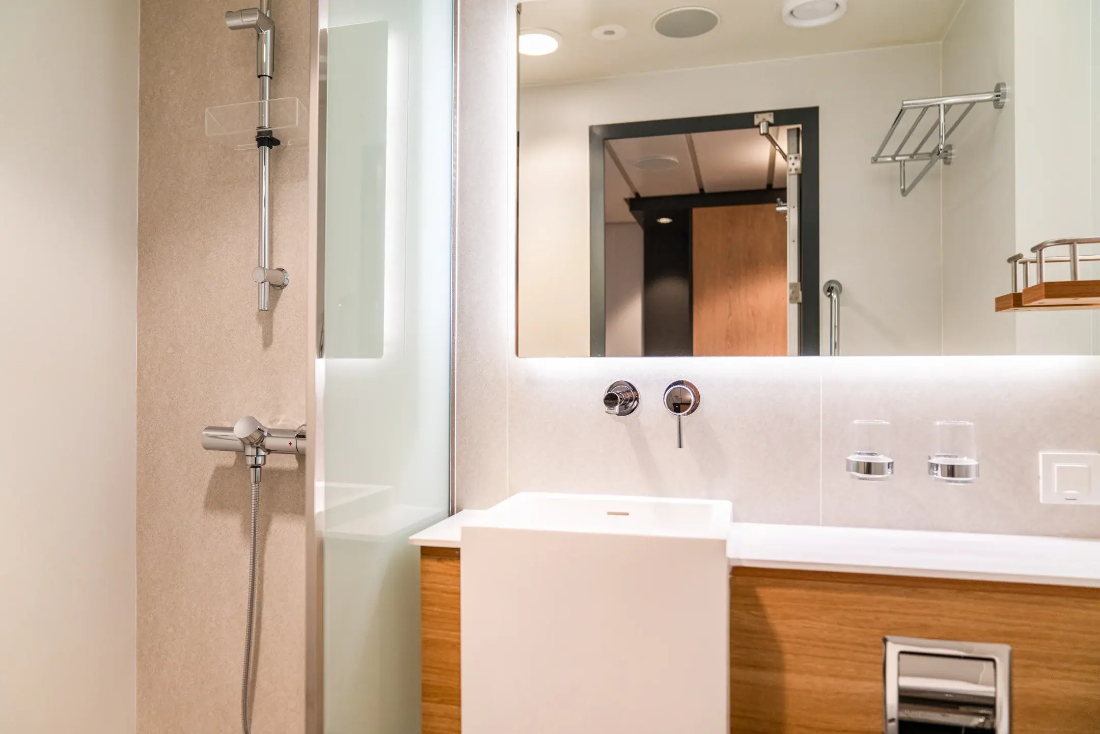 bathroom in a standard seaview superior cabin