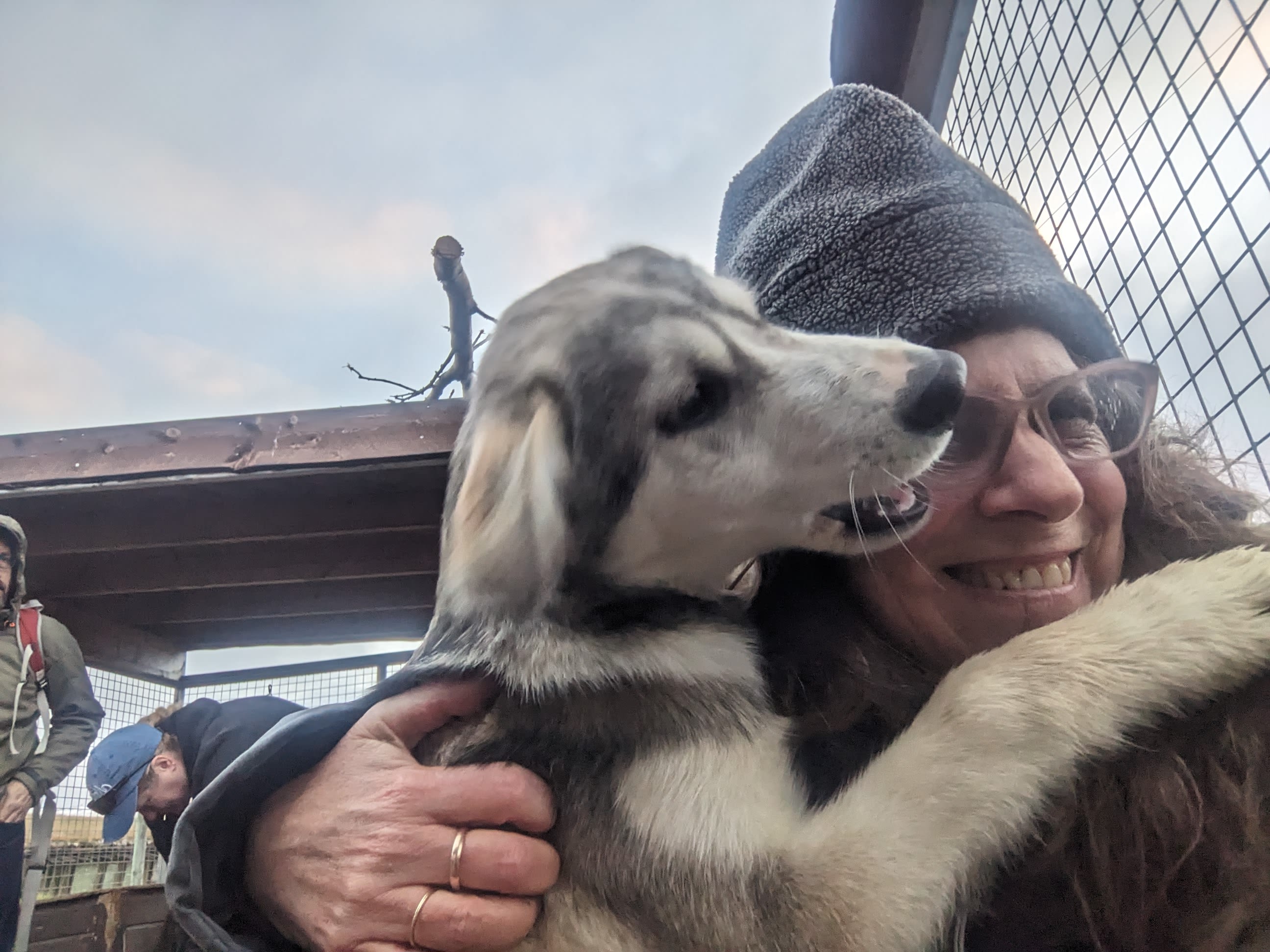 Frau mit einem Husky