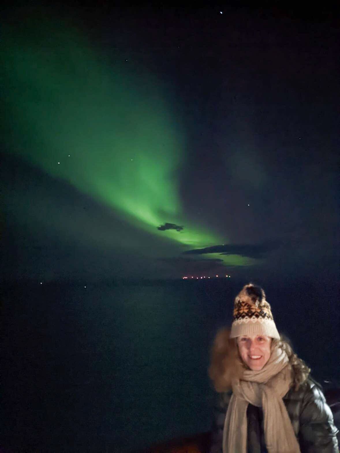 Vicky under the Northern Lights